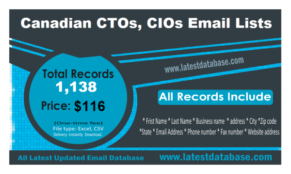 Canadian CTOs, CIOs Email Lists