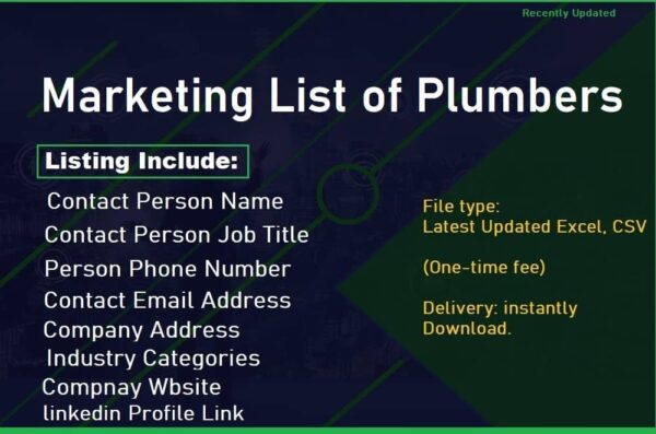 Marketing List of Plumbers